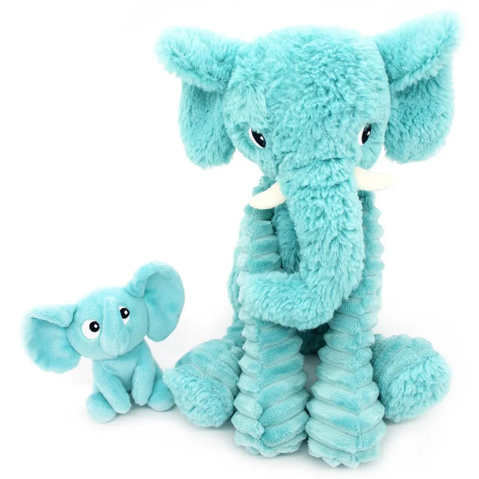 Peluche les ptipotos éléphant et son bébé aqua