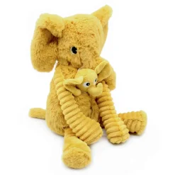 Peluche les ptipotos éléphant et son bébé moutarde