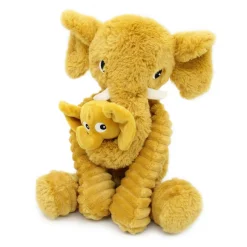 Peluche les ptipotos éléphant et son bébé moutarde