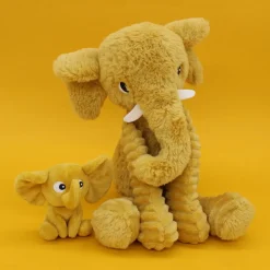 Peluche les ptipotos éléphant et son bébé moutarde