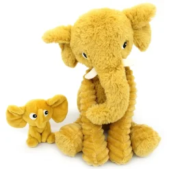 Peluche les ptipotos éléphant et son bébé moutarde