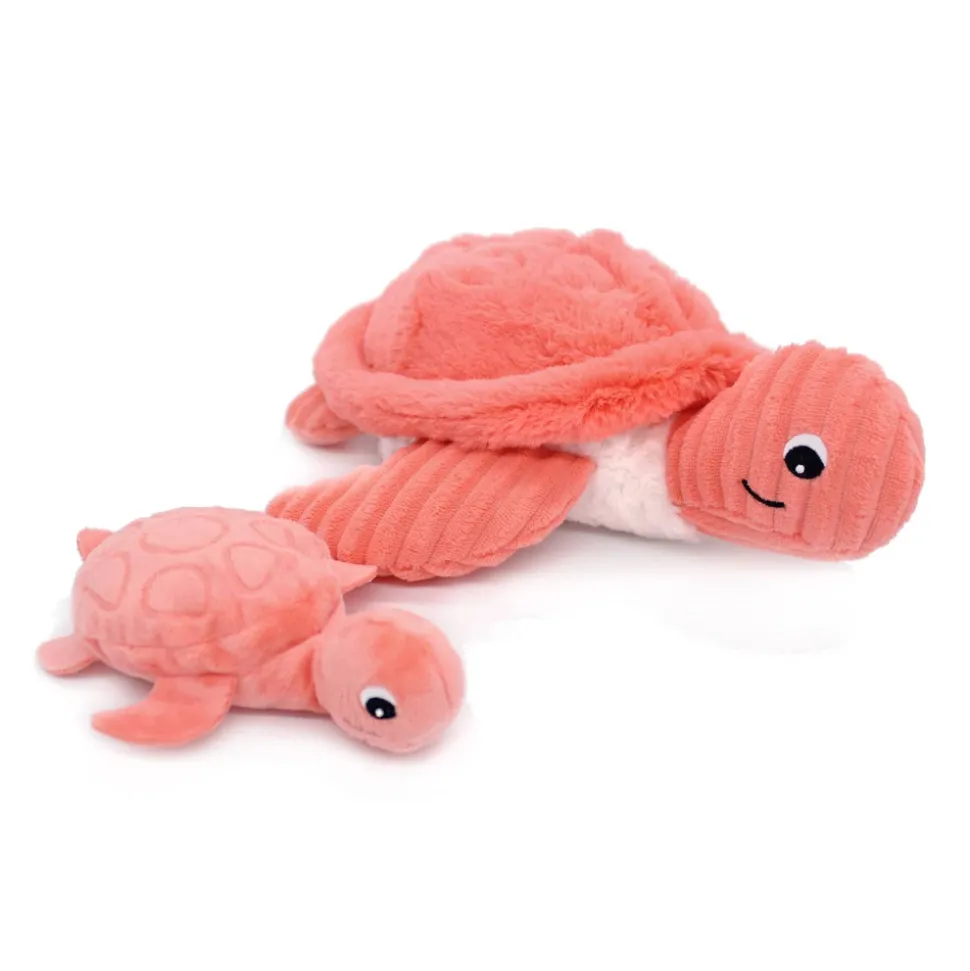 Peluche les ptipotos maman et bébé tortue corail