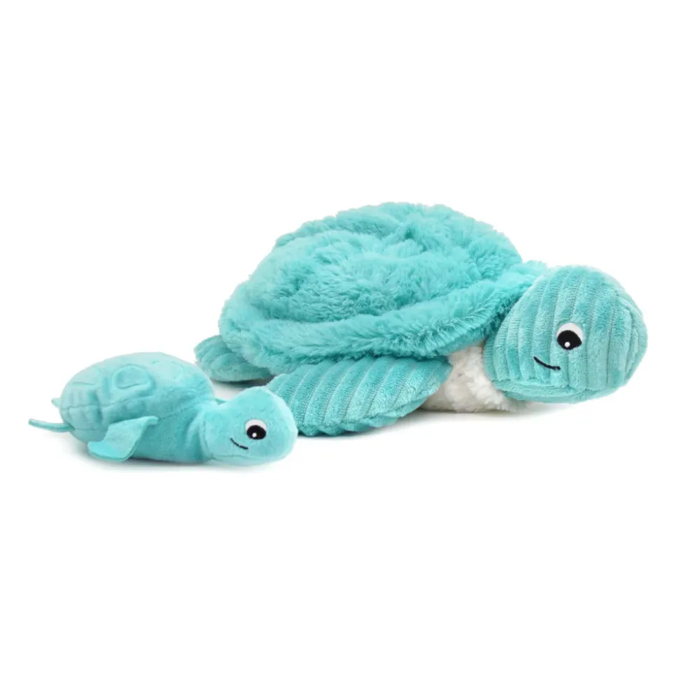 Peluche les ptipotos maman et bébé tortue aqua