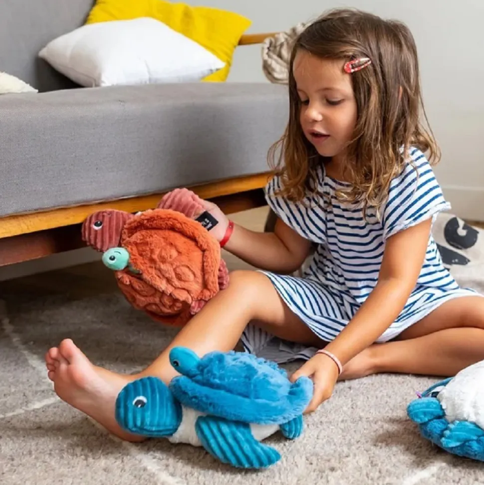 Peluche les ptipotos maman et bébé tortue bleu