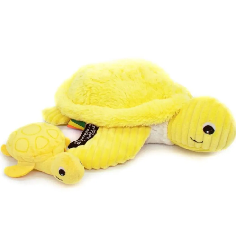 Peluche les ptipotos maman et bébé tortue jaune