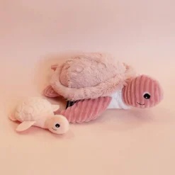 Peluche les ptipotos maman et bébé tortue rose