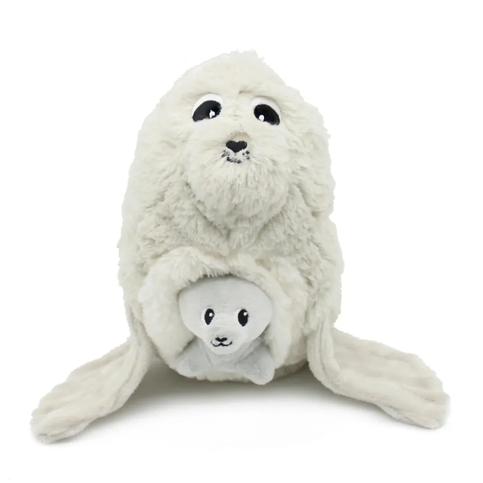 Peluche les ptipotos otarie maman et bébé gris clair