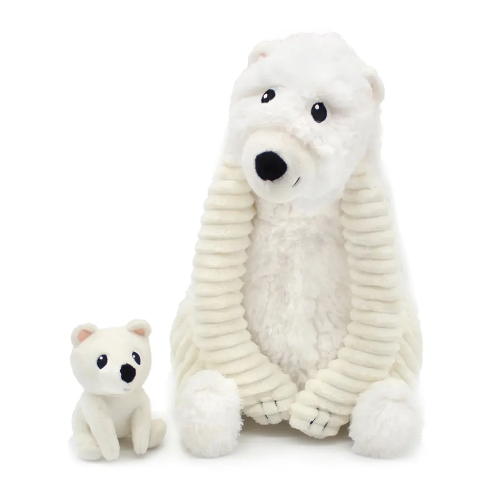 Peluche les ptipotos ours polaire maman et bébé blanc
