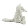 Peluche les ptipotos renard arctique maman et bébé gris clair