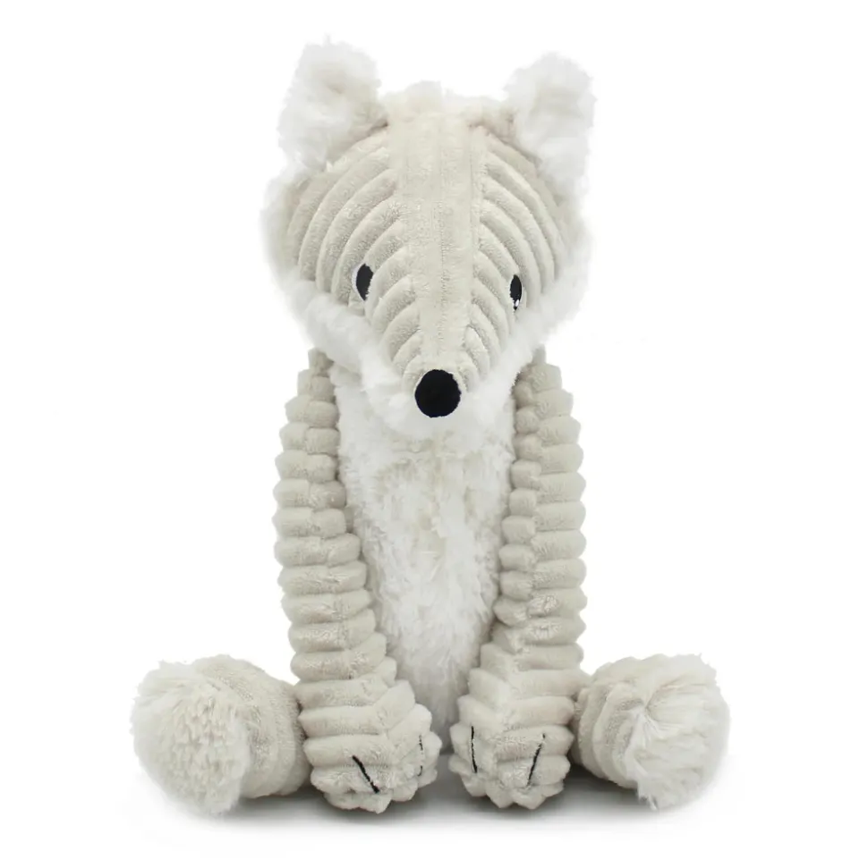 Peluche les ptipotos renard arctique maman et bébé gris clair