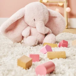 Peluche éléphant longs poils rose fanfan