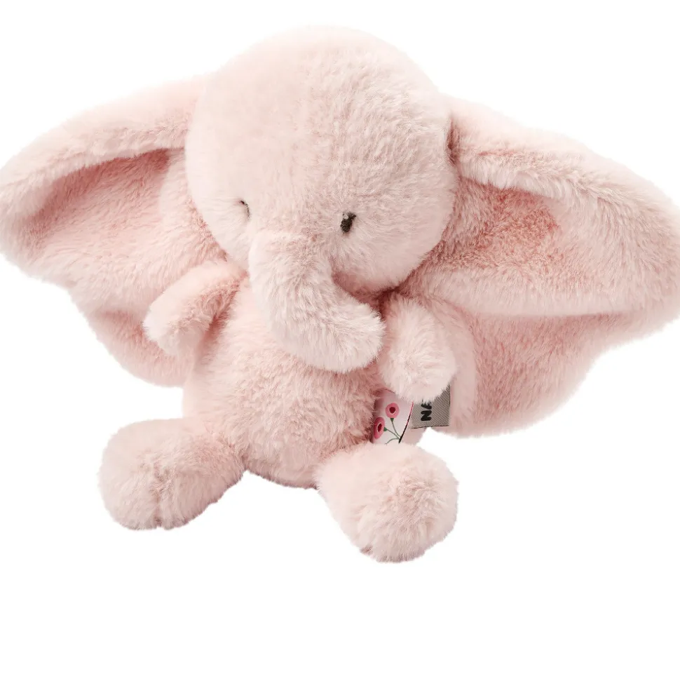 Peluche éléphant longs poils rose fanfan