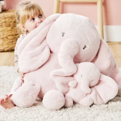 Peluche éléphant longs poils rose fanfan