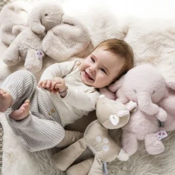 Peluche éléphant longs poils rose fanfan