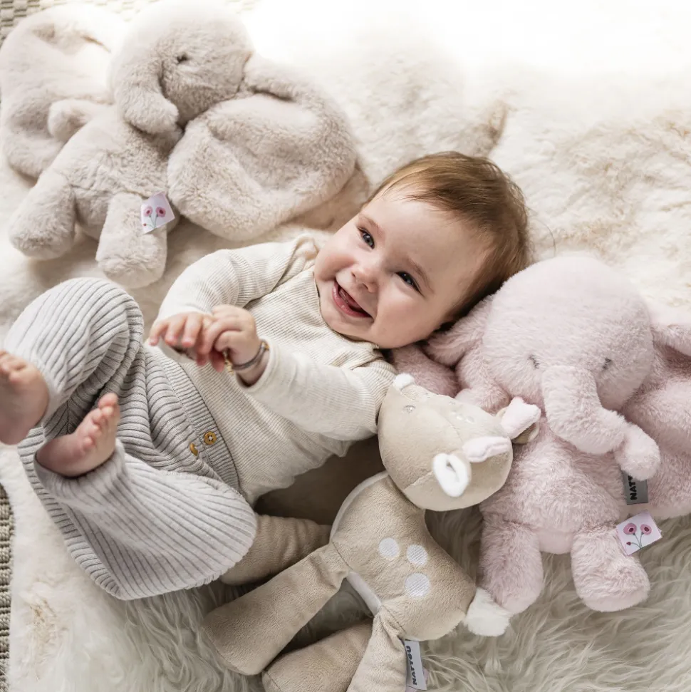Peluche éléphant longs poils rose fanfan