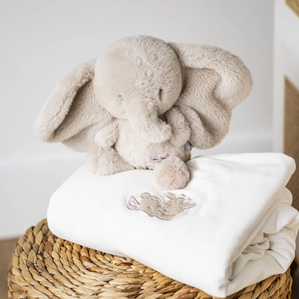 Peluche éléphant longs poils sable fanfan