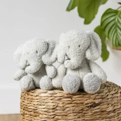 Peluche éléphant teddy bouclette 24cm gris