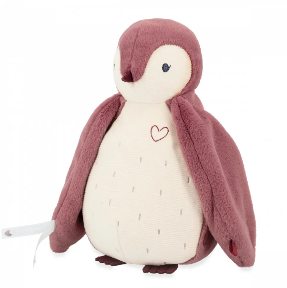 Peluche manchot enregistreuse et bruits blanc rose