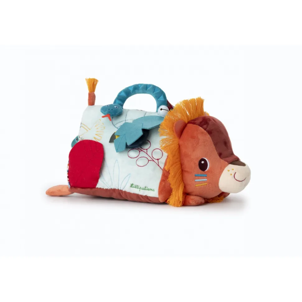 Peluche miroir triangle d'activités jack le lion