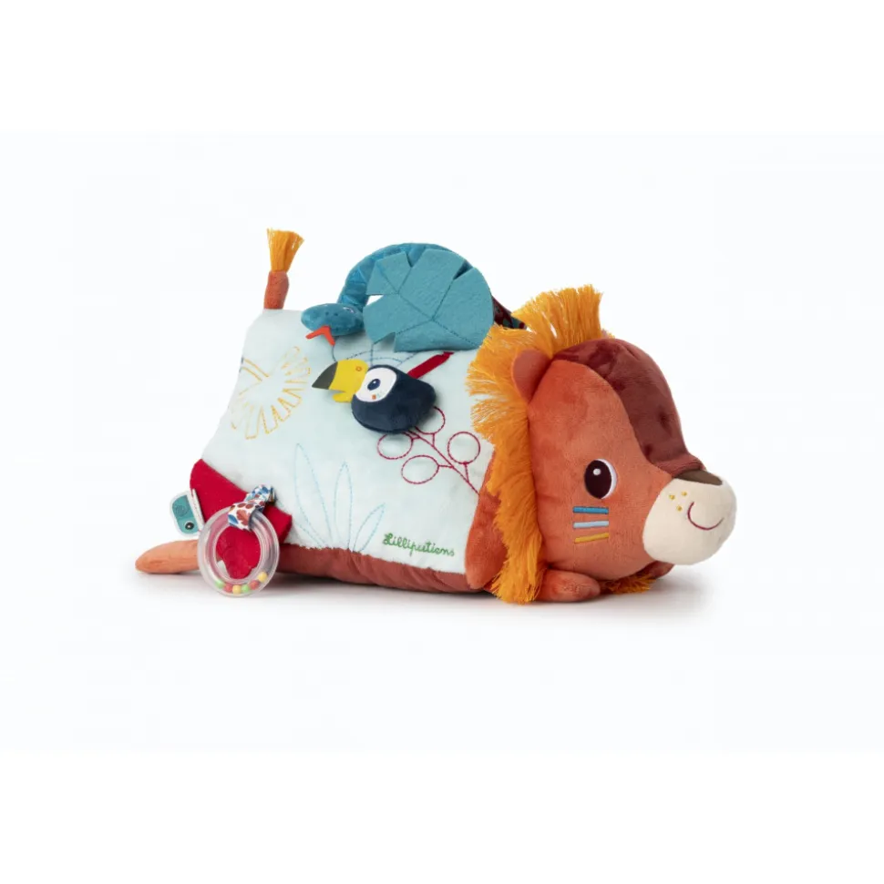 Peluche miroir triangle d'activités jack le lion