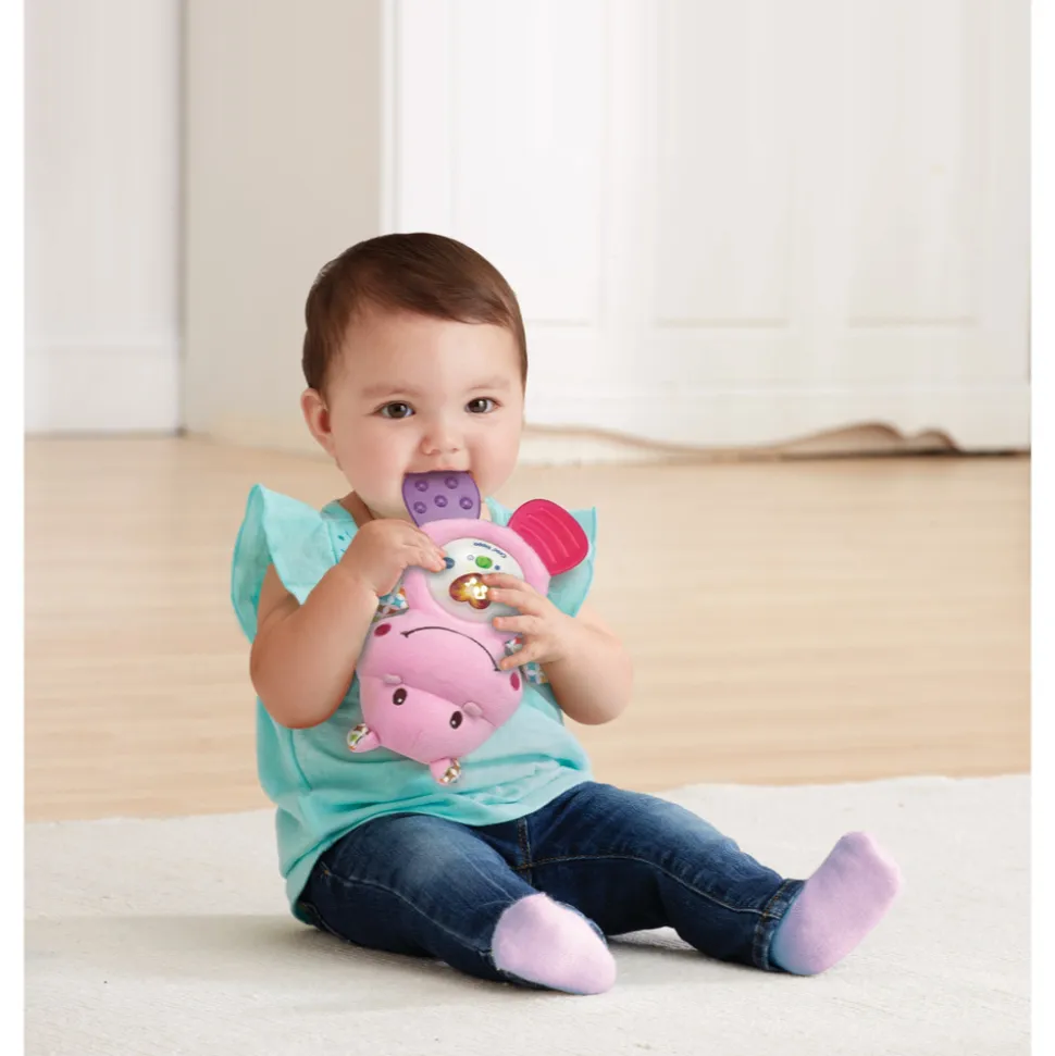 Peluche musicale croc'hippo rose