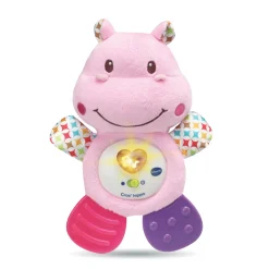Peluche musicale croc'hippo rose