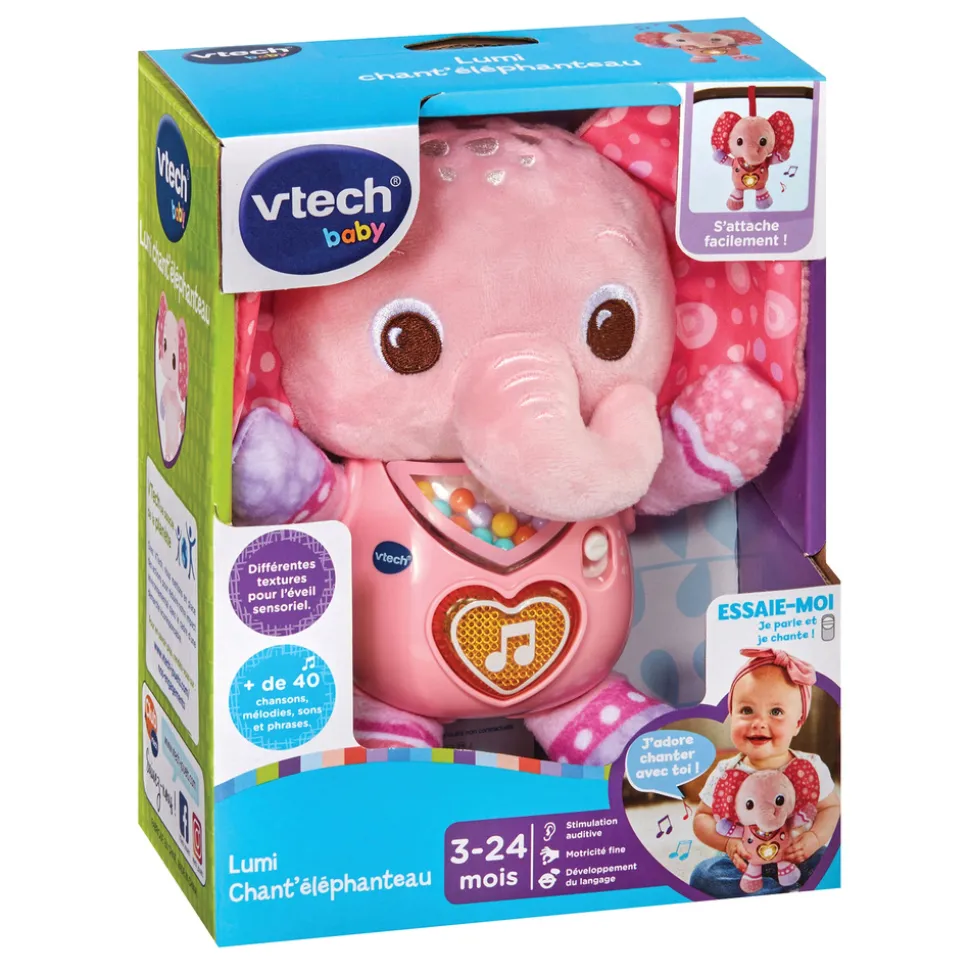 Peluche musicale lumi chant'éléphanteau