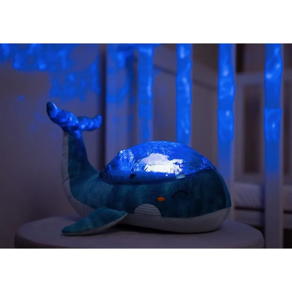 Peluche musicale à projection lumineuse baleine tranquille family bleu rechargeable