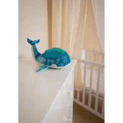 Peluche musicale à projection lumineuse baleine tranquille family bleu rechargeable
