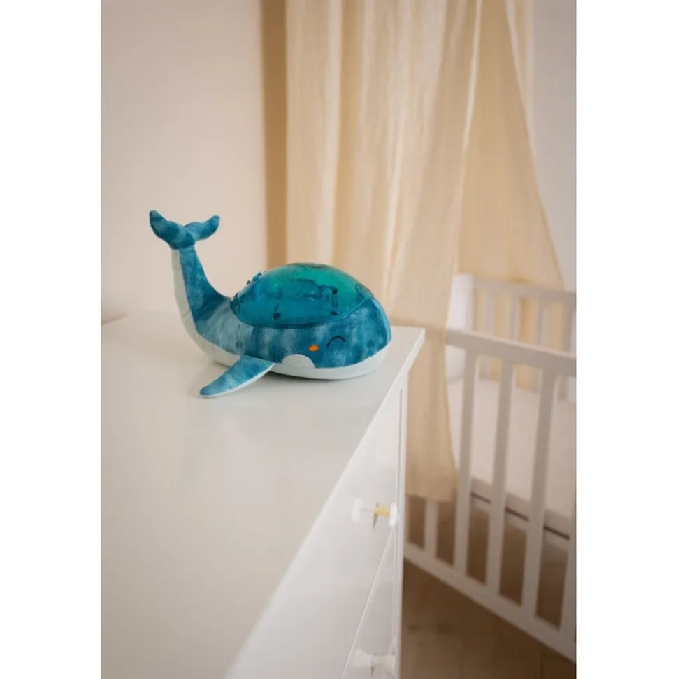 Peluche musicale à projection lumineuse baleine tranquille family bleu rechargeable