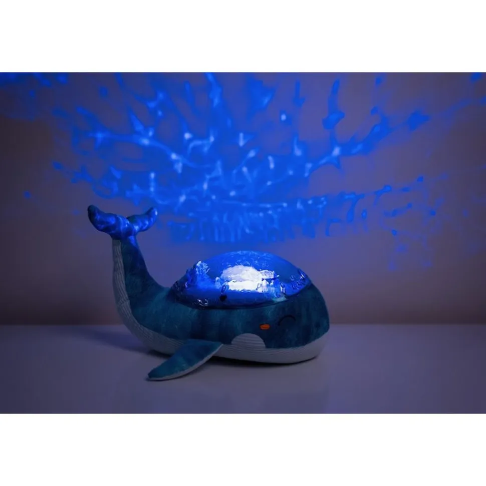 Peluche musicale à projection lumineuse baleine tranquille family bleu rechargeable