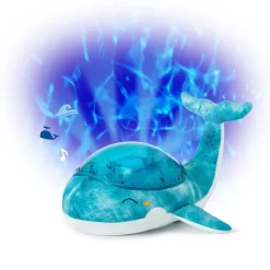 Peluche musicale à projection lumineuse baleine tranquille family bleu rechargeable