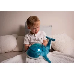 Peluche musicale à projection lumineuse baleine tranquille family bleu rechargeable