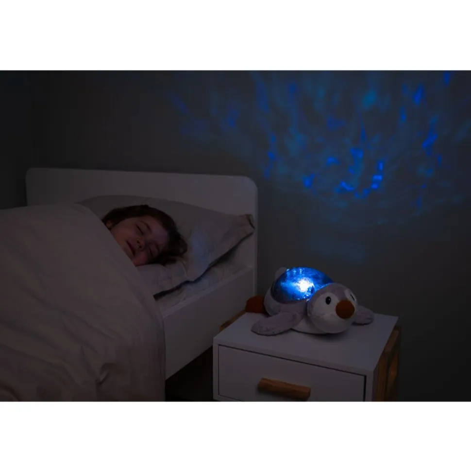 Peluche musicale à projection lumineuse pingouin tranquille