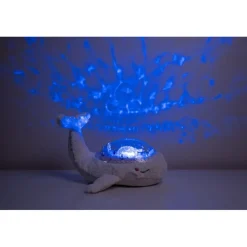 Peluche musicale à projection lumineuse baleine tranquille family blanc rechargeable
