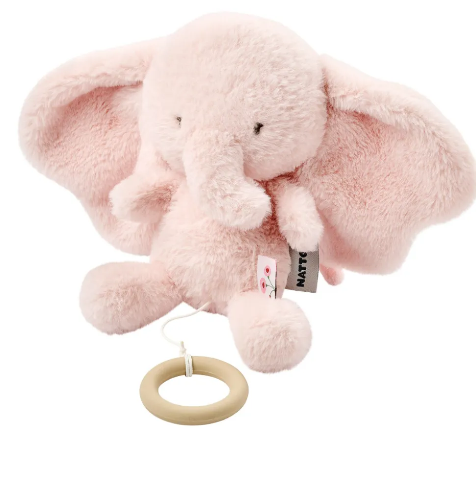 Peluche musical fanfan éléphant velours rose