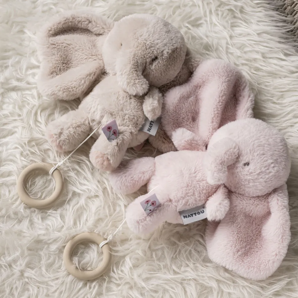 Peluche musical fanfan éléphant velours rose