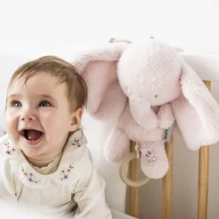 Peluche musical fanfan éléphant velours rose