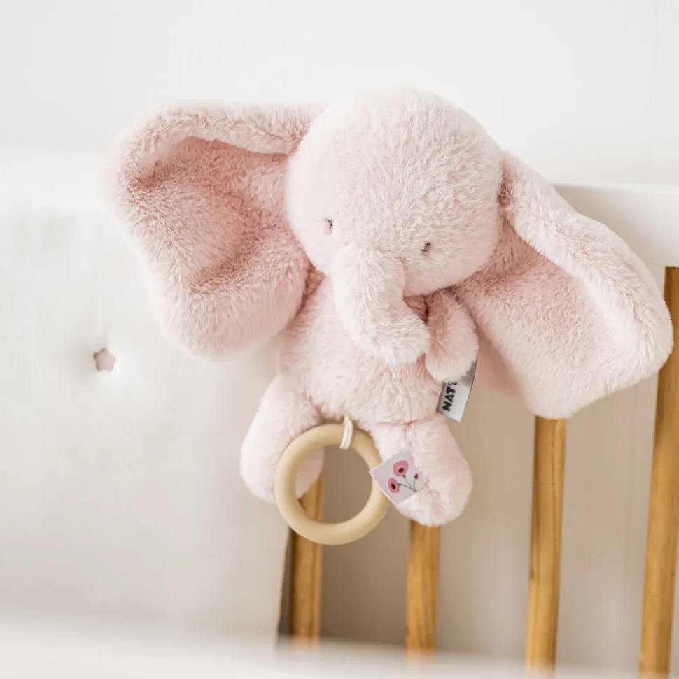 Peluche musical fanfan éléphant velours rose