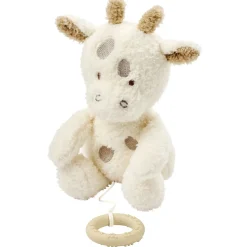 Peluche musical girafe teddy bouclette écru