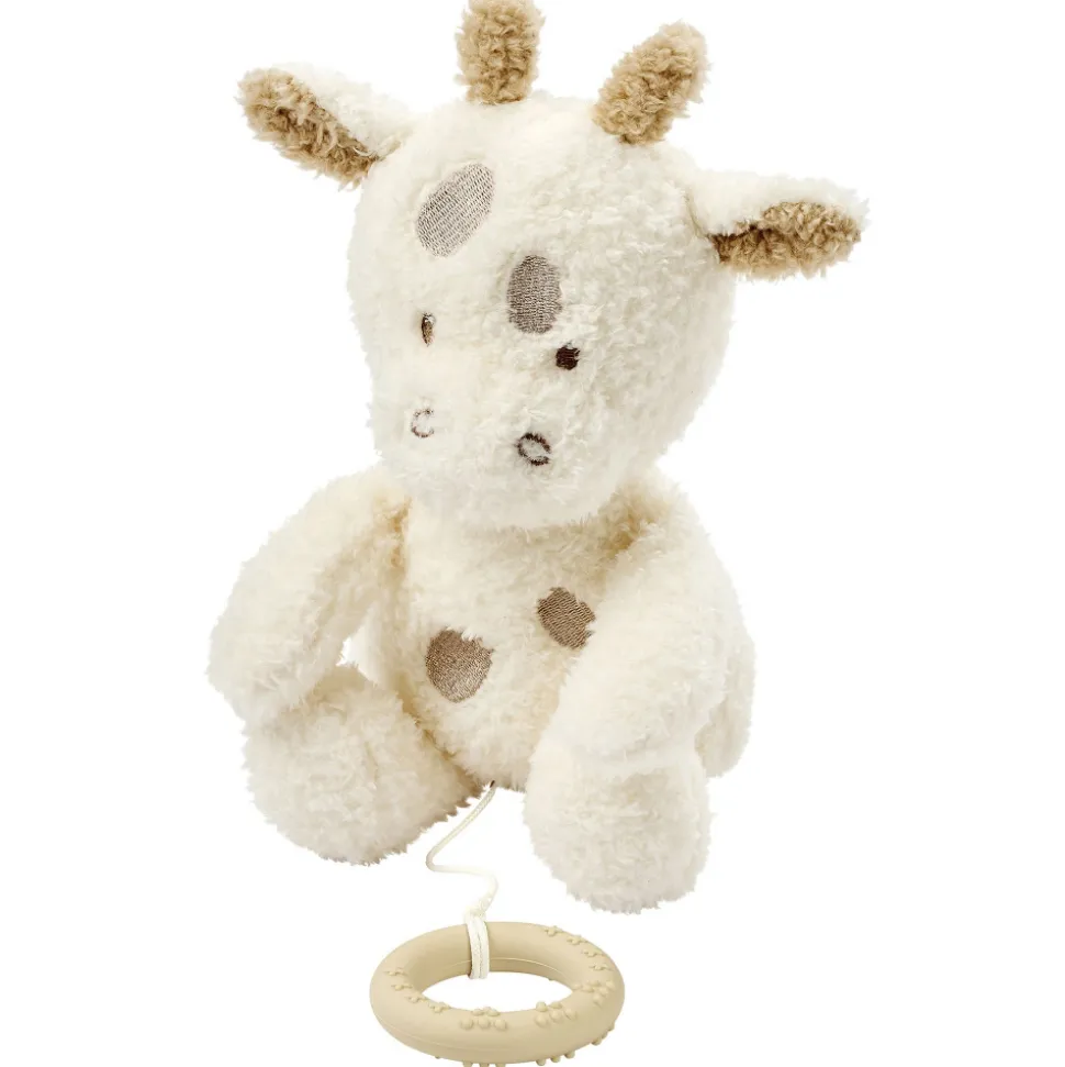 Peluche musical girafe teddy bouclette écru