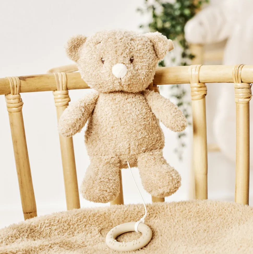 Peluche musical teddy bouclette ours caramel