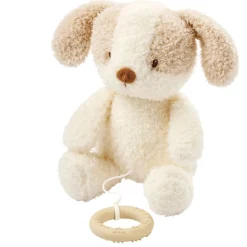 Peluche musical teddy bouclette chien écru