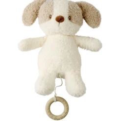 Peluche musical teddy bouclette chien écru