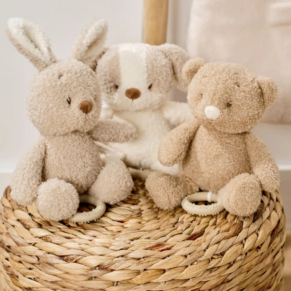 Peluche musical teddy bouclette chien écru