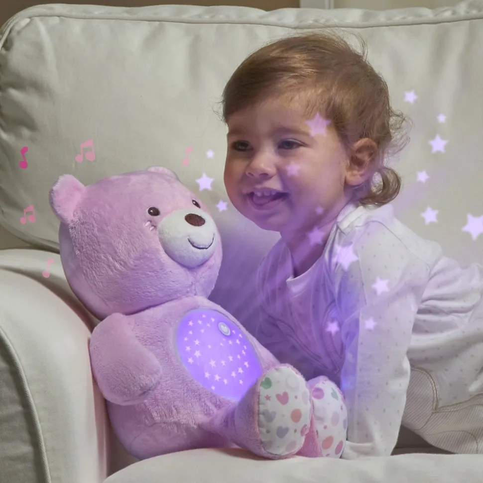 Peluche ourson projecteur first dream rose