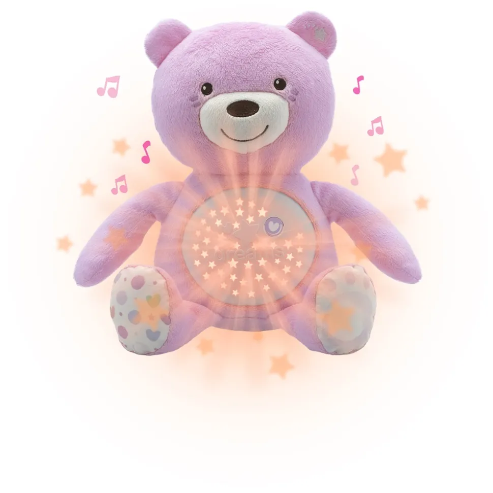 Peluche ourson projecteur first dream rose