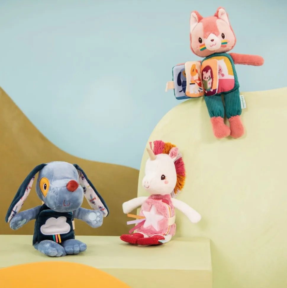 Peluche phosphorescente avec livre en tissu jeanne