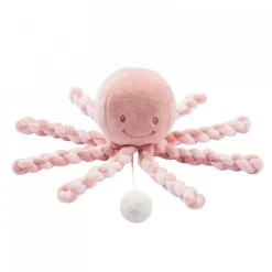 Peluche pieuvre musicale vieux rose et rose clair