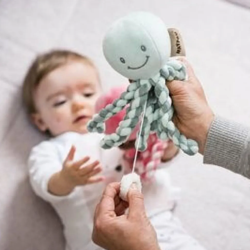 Peluche poulpe musical vert de gris - menthe